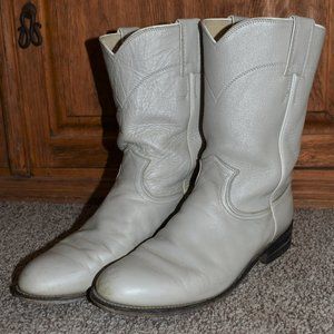 Vintage Justin Roper Cowboy Boots ~ Pearl White